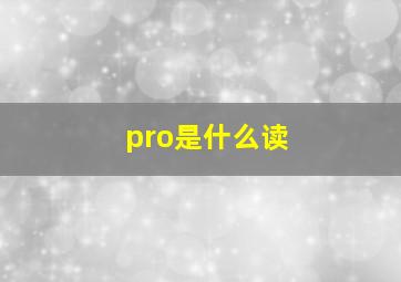 pro是什么读