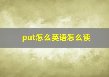 put怎么英语怎么读