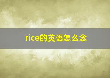 rice的英语怎么念