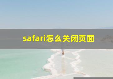 safari怎么关闭页面