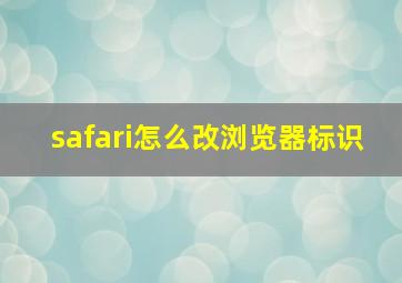 safari怎么改浏览器标识