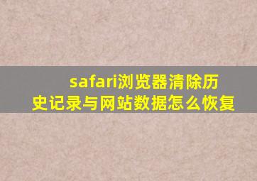 safari浏览器清除历史记录与网站数据怎么恢复