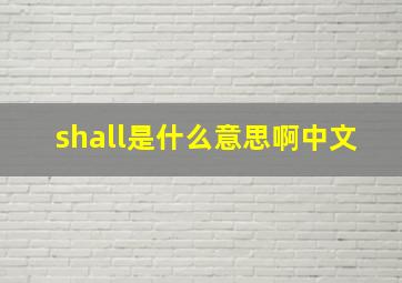 shall是什么意思啊中文