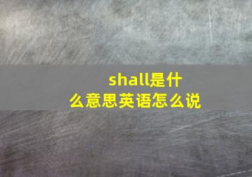 shall是什么意思英语怎么说