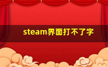 steam界面打不了字