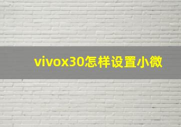 vivox30怎样设置小微