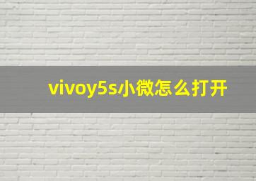 vivoy5s小微怎么打开