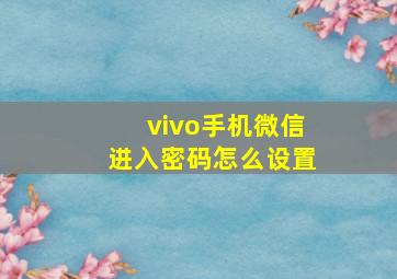 vivo手机微信进入密码怎么设置