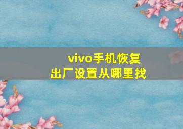 vivo手机恢复出厂设置从哪里找