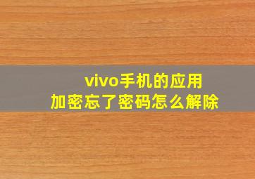 vivo手机的应用加密忘了密码怎么解除