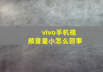 vivo手机视频音量小怎么回事