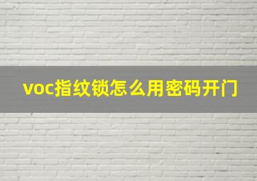 voc指纹锁怎么用密码开门