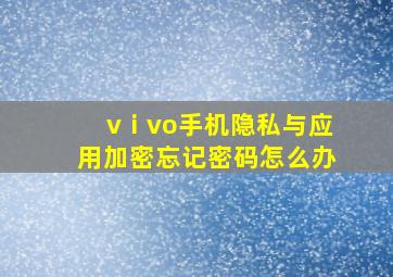 vⅰvo手机隐私与应用加密忘记密码怎么办