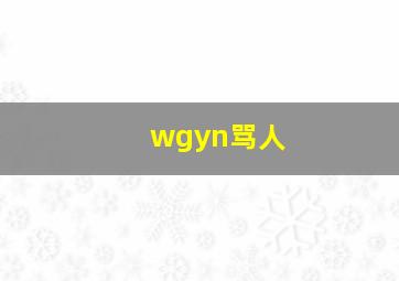 wgyn骂人