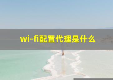 wi-fi配置代理是什么