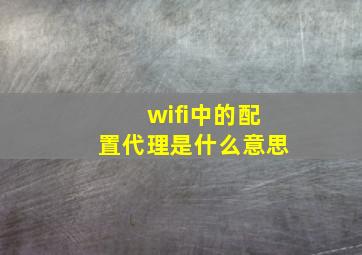 wifi中的配置代理是什么意思