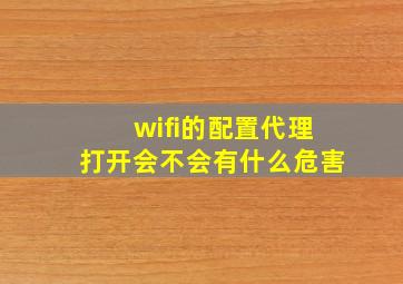 wifi的配置代理打开会不会有什么危害