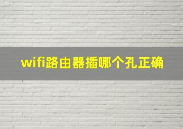 wifi路由器插哪个孔正确