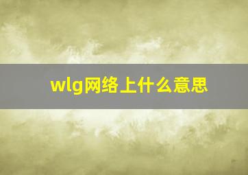 wlg网络上什么意思