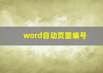 word自动页面编号