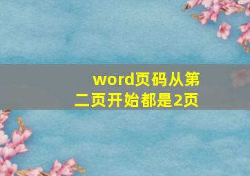 word页码从第二页开始都是2页