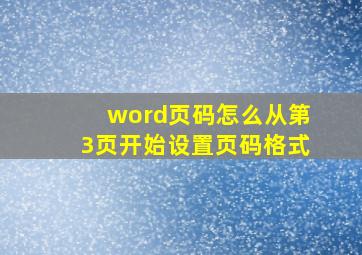 word页码怎么从第3页开始设置页码格式