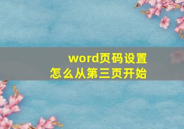 word页码设置怎么从第三页开始