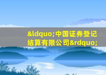 “中国证券登记结算有限公司”