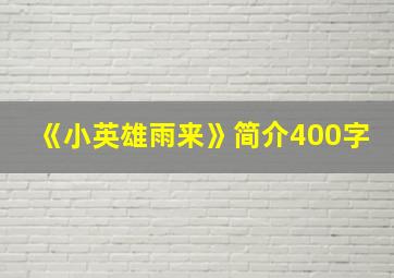 《小英雄雨来》简介400字