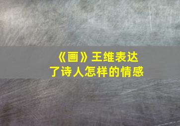 《画》王维表达了诗人怎样的情感