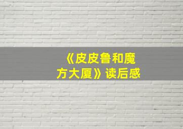 《皮皮鲁和魔方大厦》读后感