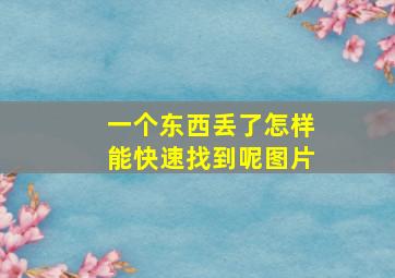 一个东西丢了怎样能快速找到呢图片