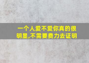 一个人爱不爱你真的很明显,不需要费力去证明