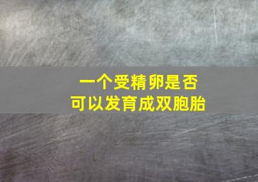 一个受精卵是否可以发育成双胞胎