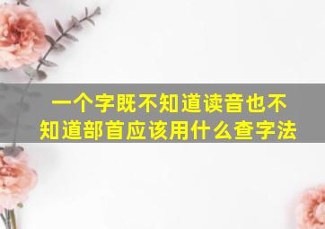 一个字既不知道读音也不知道部首应该用什么查字法