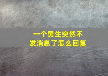 一个男生突然不发消息了怎么回复