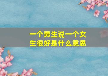 一个男生说一个女生很好是什么意思