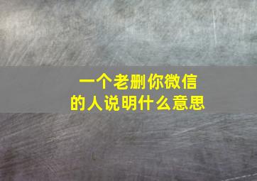 一个老删你微信的人说明什么意思