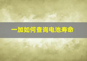 一加如何查询电池寿命