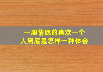 一厢情愿的喜欢一个人到底是怎样一种体会