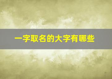 一字取名的大字有哪些