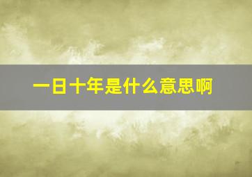 一日十年是什么意思啊