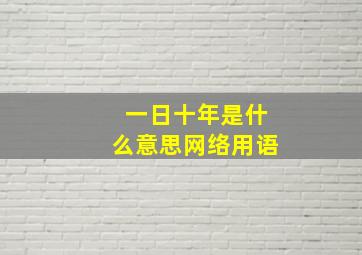 一日十年是什么意思网络用语