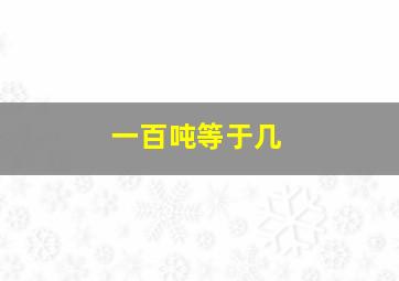 一百吨等于几