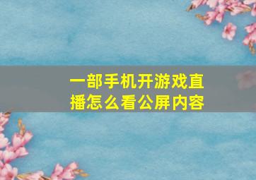 一部手机开游戏直播怎么看公屏内容