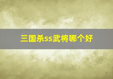 三国杀ss武将哪个好