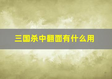 三国杀中翻面有什么用