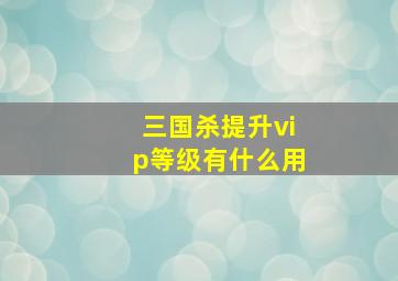 三国杀提升vip等级有什么用