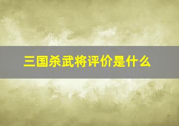 三国杀武将评价是什么