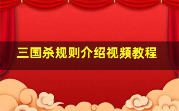 三国杀规则介绍视频教程